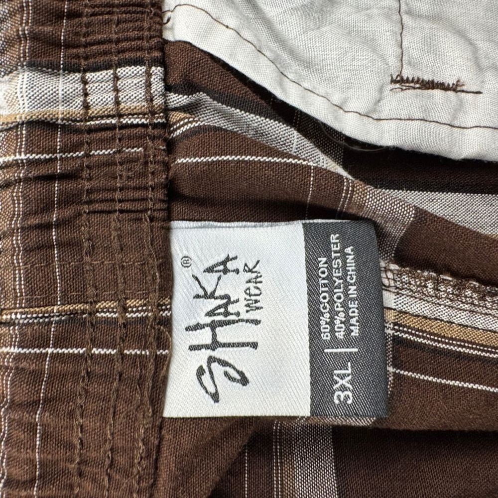 Shaka Wear Mens 3XL Brown Plaid Cargo Shorts Elastic Waist Streetwear Casual - Picture 7 of 11